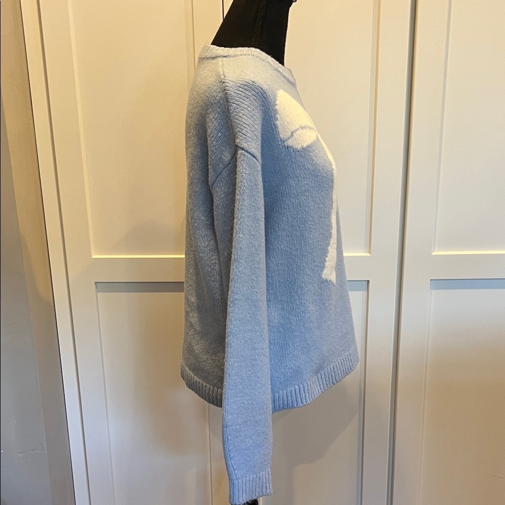 a new day Light Blue White Bow Sweater Size S - Picture 5 of 7
